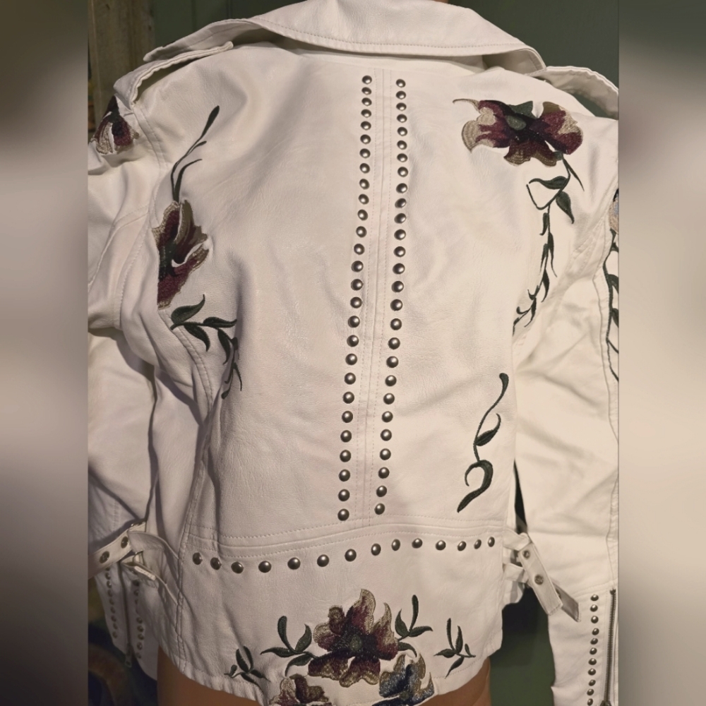 MOD X Medium white embroidered and studded jacket.